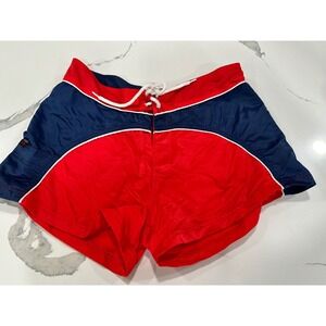 VTG Board Shorts Nylon Swim  Womens L Instant Action Red Navy Blue